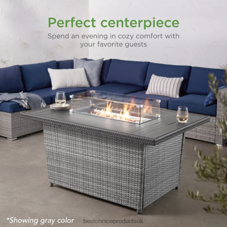 Outdoor Living | Best Choice ProductsWicker Propane Fire Pit Table, 50,000 BTU w/ Glass Wind Guard, Cover N62R928 Brown