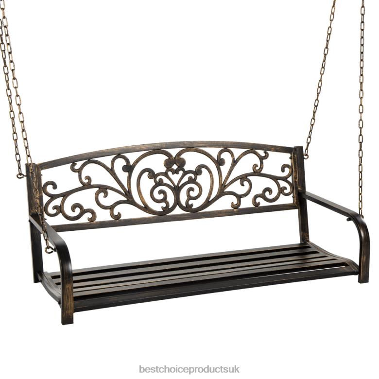 Outdoor Living | Best Choice Products2-Person Metal Outdoor Porch Swing w/ Floral Accent, 485lb Weight Capacity N62R909 Bronze
