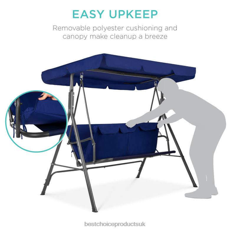 Outdoor Living | Best Choice Products2-Person Outdoor Canopy Swing Glider Furniture w/ Cushions, Steel Frame N62R397 Navy/Gray