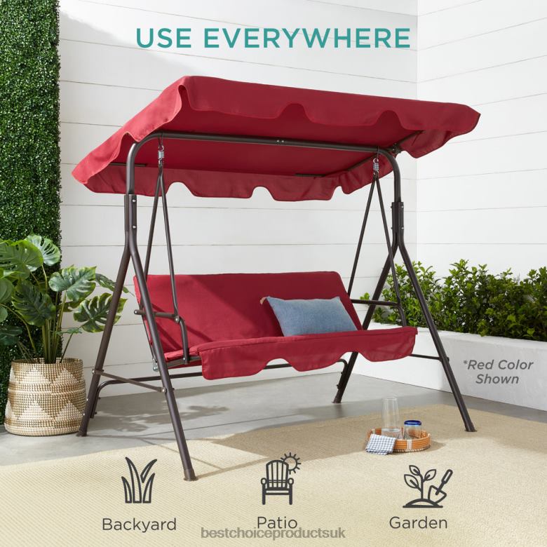 Outdoor Living | Best Choice Products2-Person Outdoor Canopy Swing Glider Furniture w/ Cushions, Steel Frame N62R397 Navy/Gray