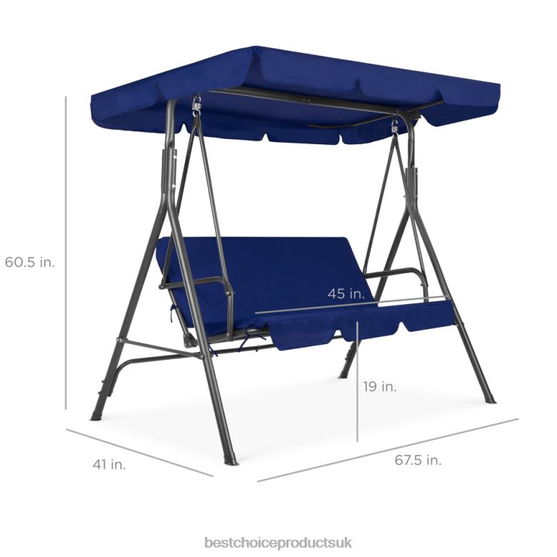 Outdoor Living | Best Choice Products2-Person Outdoor Canopy Swing Glider Furniture w/ Cushions, Steel Frame N62R397 Navy/Gray