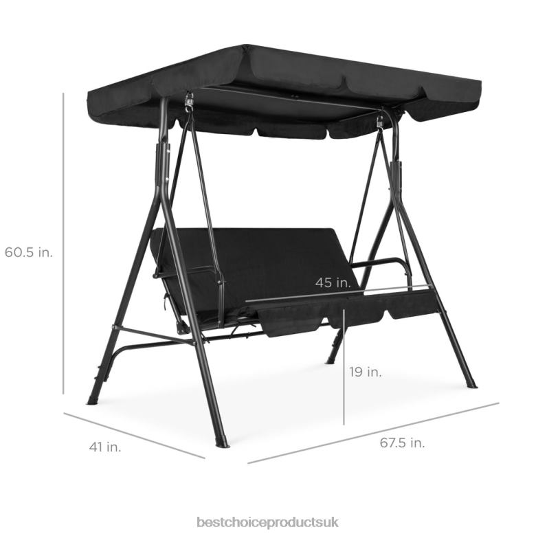 Outdoor Living | Best Choice Products2-Person Outdoor Canopy Swing Glider Furniture w/ Cushions, Steel Frame N62R399 Black