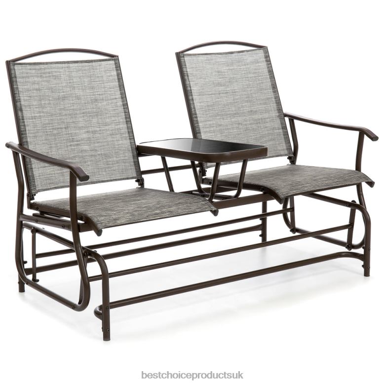 Outdoor Living | Best Choice Products2-Person Outdoor Mesh Double Glider w/ Tempered Glass Attached Table N62R435 Brown