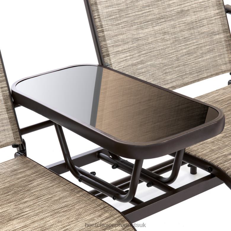 Outdoor Living | Best Choice Products2-Person Outdoor Mesh Double Glider w/ Tempered Glass Attached Table N62R435 Brown