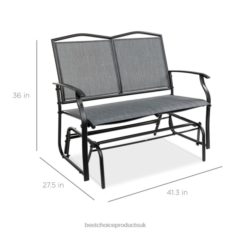 Outdoor Living | Best Choice Products2-Person Patio Loveseat Swing Glider, Bench Rocker w/ Armrests N62R1457 Gray