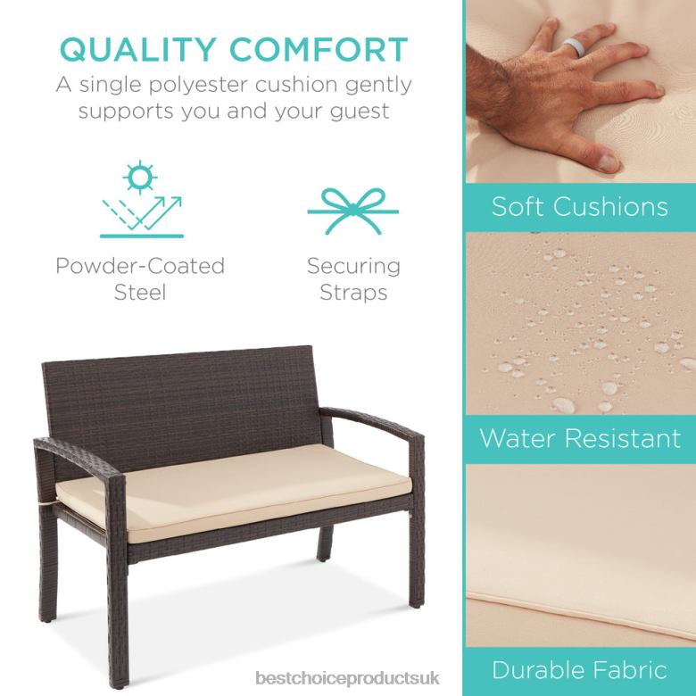 Outdoor Living | Best Choice Products2-Person Wicker Porch Bench for Outdoor, Garden w/ 700lb Capacity N62R947 Brown/Tan