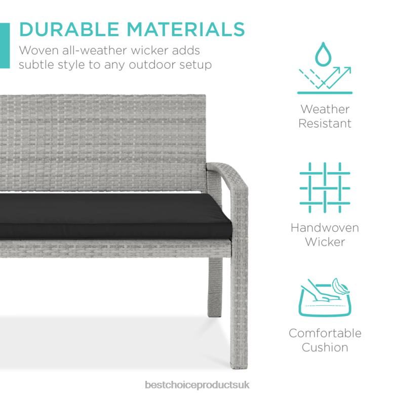 Outdoor Living | Best Choice Products2-Person Wicker Porch Bench for Outdoor, Garden w/ 700lb Capacity N62R948 Gray/Black