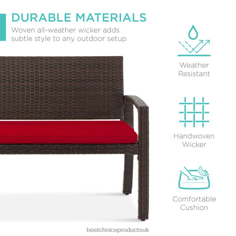 Outdoor Living | Best Choice Products2-Person Wicker Porch Bench for Outdoor, Garden w/ 700lb Capacity N62R949 Brown/Red