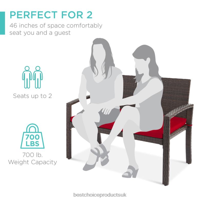 Outdoor Living | Best Choice Products2-Person Wicker Porch Bench for Outdoor, Garden w/ 700lb Capacity N62R949 Brown/Red