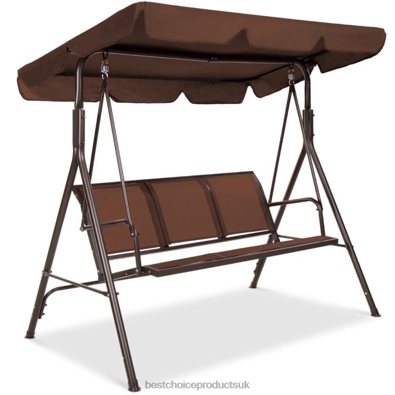 Outdoor Living | Best Choice Products2-Seater Outdoor Canopy Swing Glider Bench w/ Textilene Fabric, Steel Frame N62R1353 Brown