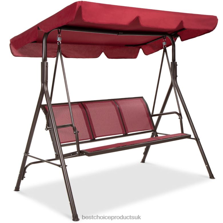 Outdoor Living | Best Choice Products2-Seater Outdoor Canopy Swing Glider Bench w/ Textilene Fabric, Steel Frame N62R1354 Burgundy/Brown
