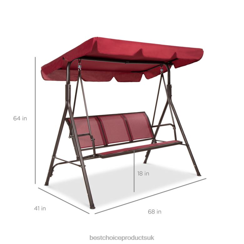 Outdoor Living | Best Choice Products2-Seater Outdoor Canopy Swing Glider Bench w/ Textilene Fabric, Steel Frame N62R1354 Burgundy/Brown