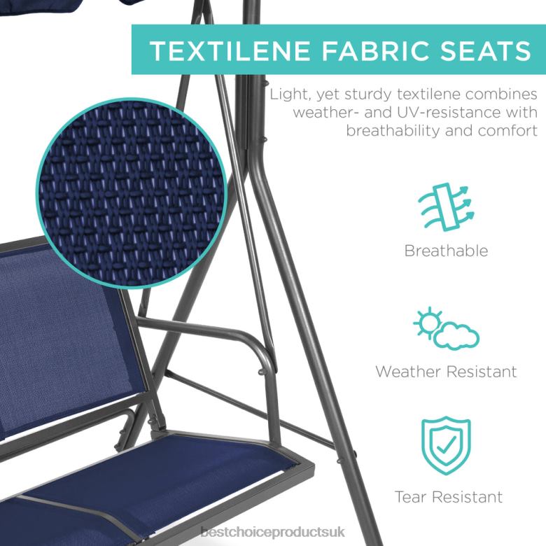 Outdoor Living | Best Choice Products2-Seater Outdoor Canopy Swing Glider Bench w/ Textilene Fabric, Steel Frame N62R1357 Navy