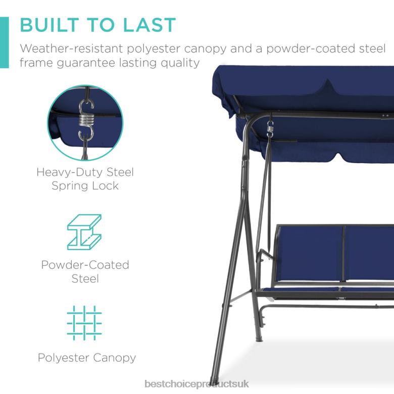 Outdoor Living | Best Choice Products2-Seater Outdoor Canopy Swing Glider Bench w/ Textilene Fabric, Steel Frame N62R1357 Navy