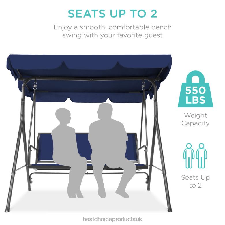 Outdoor Living | Best Choice Products2-Seater Outdoor Canopy Swing Glider Bench w/ Textilene Fabric, Steel Frame N62R1357 Navy