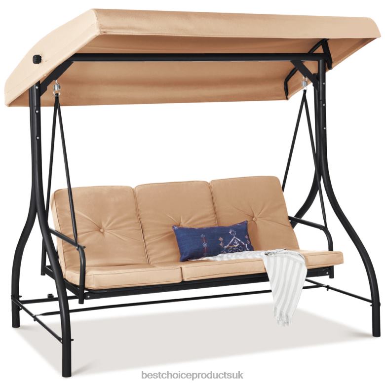 Outdoor Living | Best Choice Products3-Seat Outdoor Canopy Swing Glider Furniture w/ Converting Flatbed Backrest N62R1360 Tan