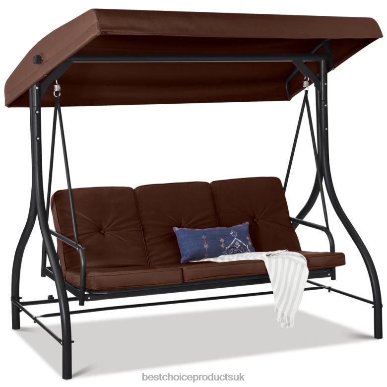 Outdoor Living | Best Choice Products3-Seat Outdoor Canopy Swing Glider Furniture w/ Converting Flatbed Backrest N62R1361 Brown