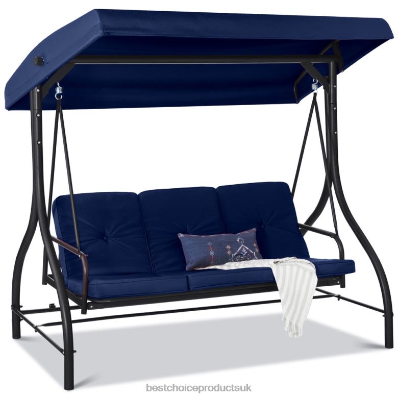 Outdoor Living | Best Choice Products3-Seat Outdoor Canopy Swing Glider Furniture w/ Converting Flatbed Backrest N62R1362 Navy