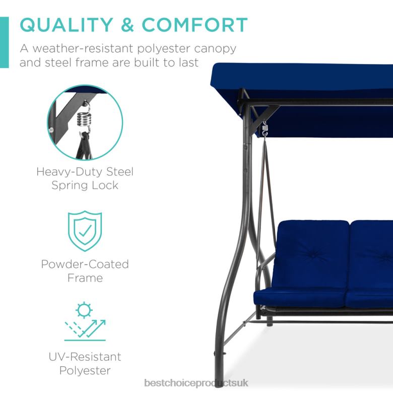 Outdoor Living | Best Choice Products3-Seat Outdoor Canopy Swing Glider Furniture w/ Converting Flatbed Backrest N62R1362 Navy