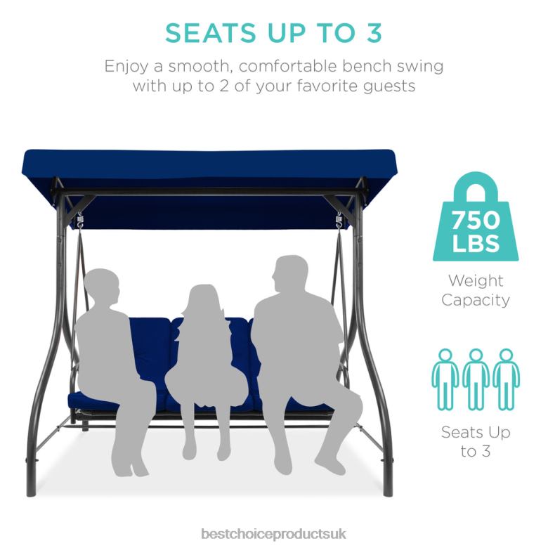 Outdoor Living | Best Choice Products3-Seat Outdoor Canopy Swing Glider Furniture w/ Converting Flatbed Backrest N62R1362 Navy