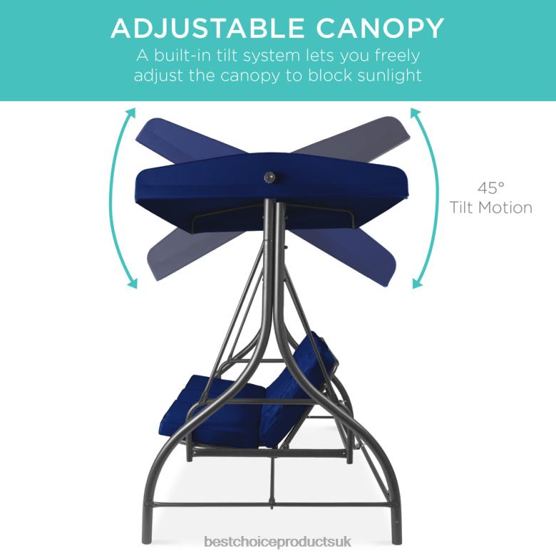 Outdoor Living | Best Choice Products3-Seat Outdoor Canopy Swing Glider Furniture w/ Converting Flatbed Backrest N62R1362 Navy