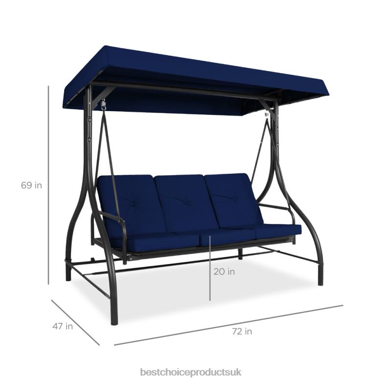 Outdoor Living | Best Choice Products3-Seat Outdoor Canopy Swing Glider Furniture w/ Converting Flatbed Backrest N62R1362 Navy