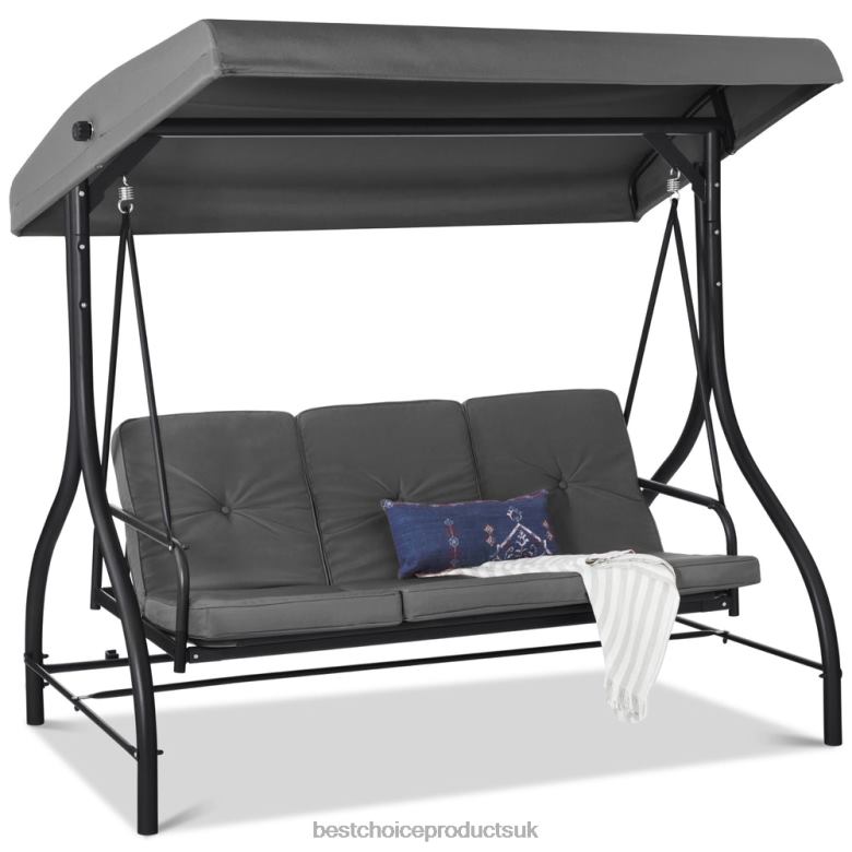 Outdoor Living | Best Choice Products3-Seat Outdoor Canopy Swing Glider Furniture w/ Converting Flatbed Backrest N62R1363 Gray