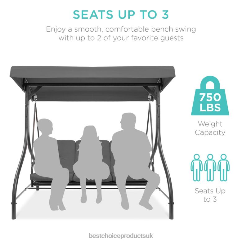 Outdoor Living | Best Choice Products3-Seat Outdoor Canopy Swing Glider Furniture w/ Converting Flatbed Backrest N62R1363 Gray