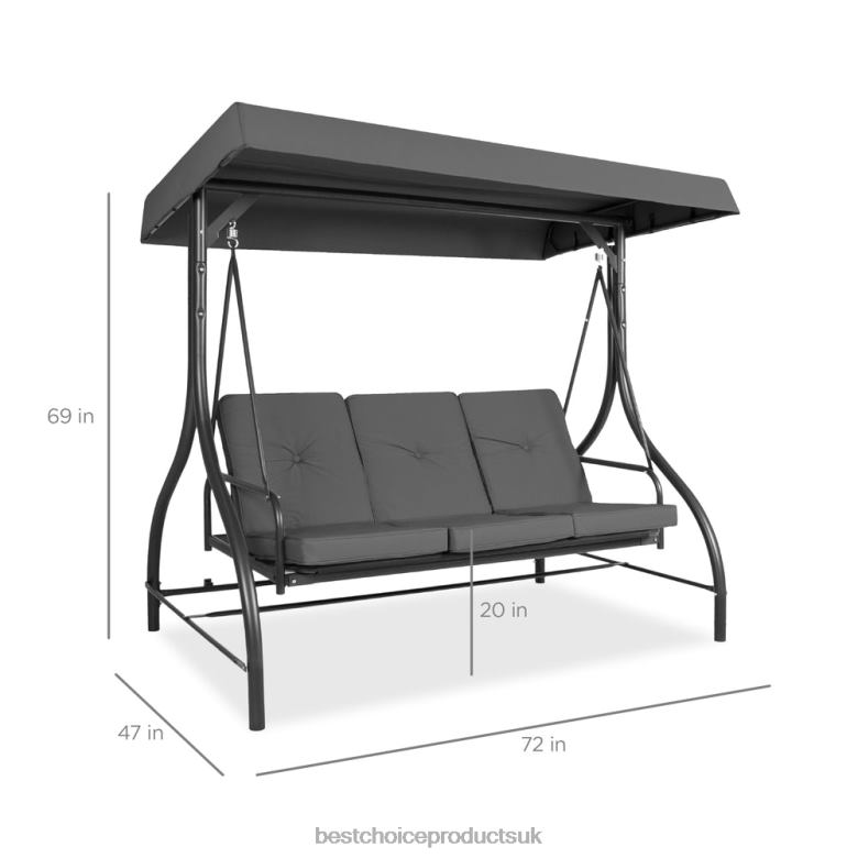 Outdoor Living | Best Choice Products3-Seat Outdoor Canopy Swing Glider Furniture w/ Converting Flatbed Backrest N62R1363 Gray