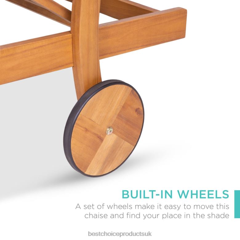 Outdoor Living | Best Choice ProductsAdjustable Acacia Wood Chaise Lounge Chair w/ Side Table, Wheels N62R873 Navy Blue