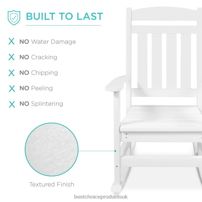 Outdoor Living | Best Choice ProductsAll-Weather Indoor Outdoor Porch Rocking Chair w/ 300lb Weight Capacity N62R1319 White