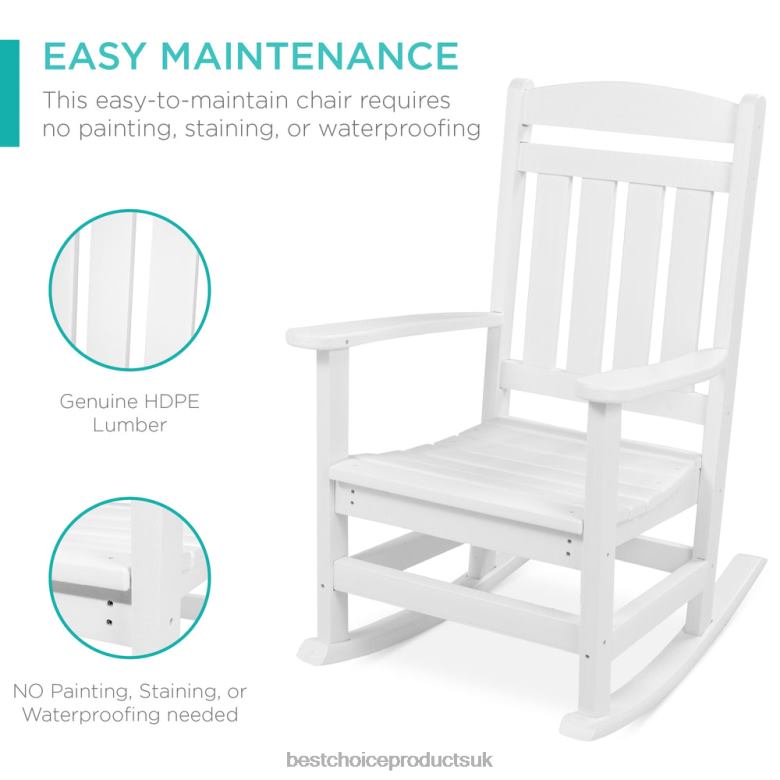 Outdoor Living | Best Choice ProductsAll-Weather Indoor Outdoor Porch Rocking Chair w/ 300lb Weight Capacity N62R1319 White