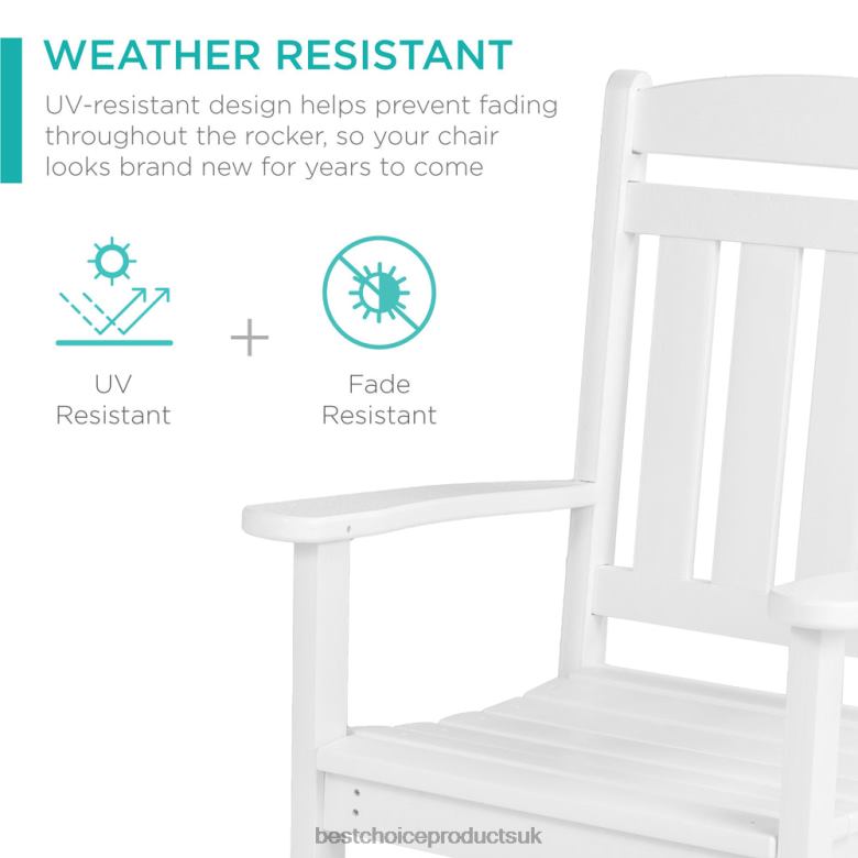 Outdoor Living | Best Choice ProductsAll-Weather Indoor Outdoor Porch Rocking Chair w/ 300lb Weight Capacity N62R1319 White