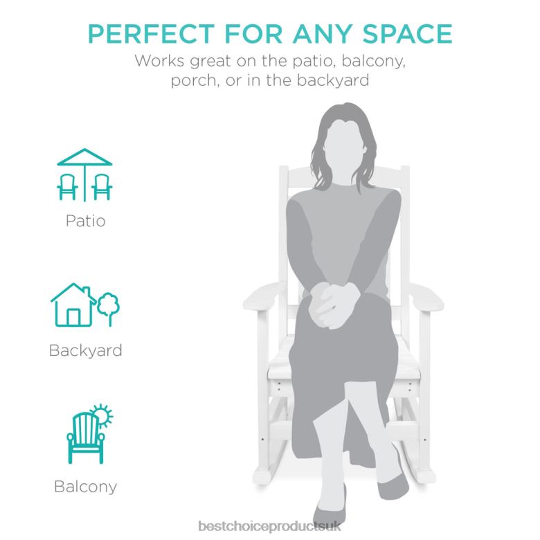 Outdoor Living | Best Choice ProductsAll-Weather Indoor Outdoor Porch Rocking Chair w/ 300lb Weight Capacity N62R1319 White