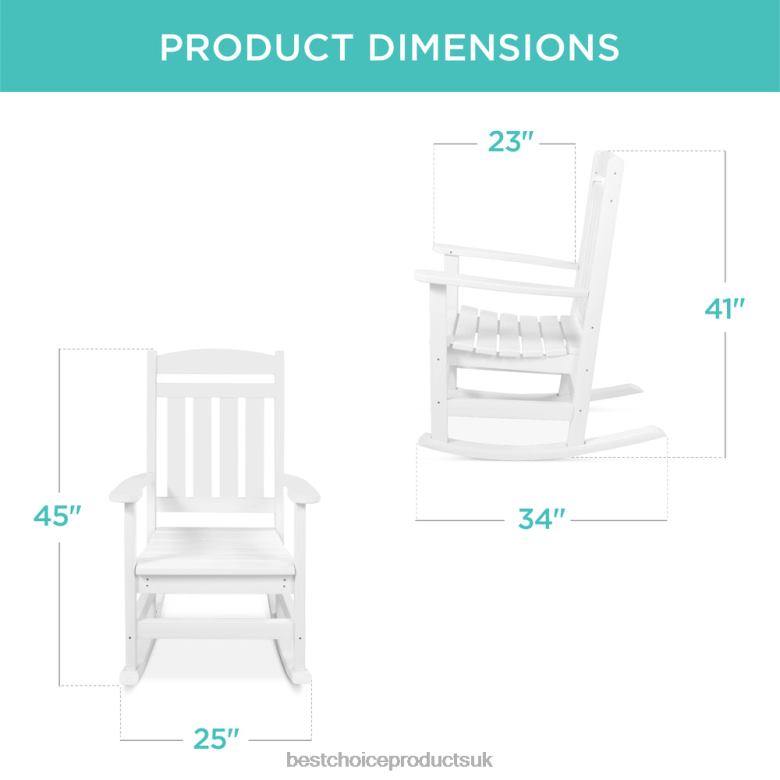 Outdoor Living | Best Choice ProductsAll-Weather Indoor Outdoor Porch Rocking Chair w/ 300lb Weight Capacity N62R1319 White