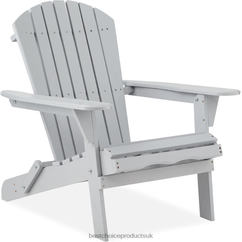Outdoor Living | Best Choice ProductsFolding Wooden Adirondack Chair, Accent Furniture w/ Natural Woodgrain N62R744 Gray