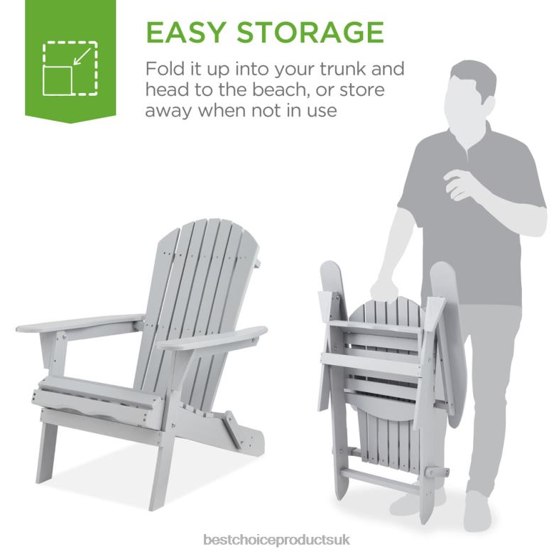 Outdoor Living | Best Choice ProductsFolding Wooden Adirondack Chair, Accent Furniture w/ Natural Woodgrain N62R744 Gray