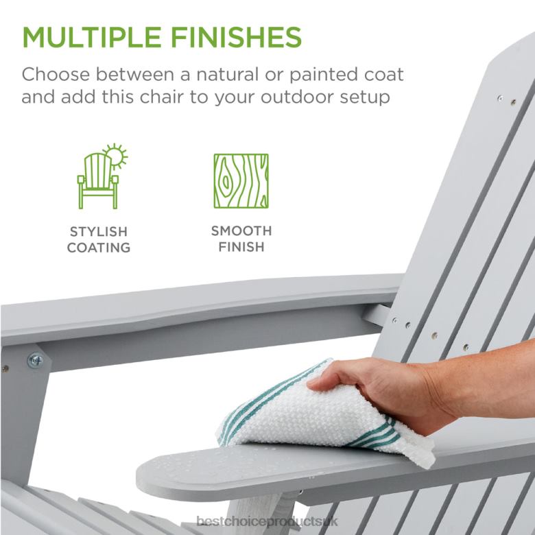 Outdoor Living | Best Choice ProductsFolding Wooden Adirondack Chair, Accent Furniture w/ Natural Woodgrain N62R744 Gray