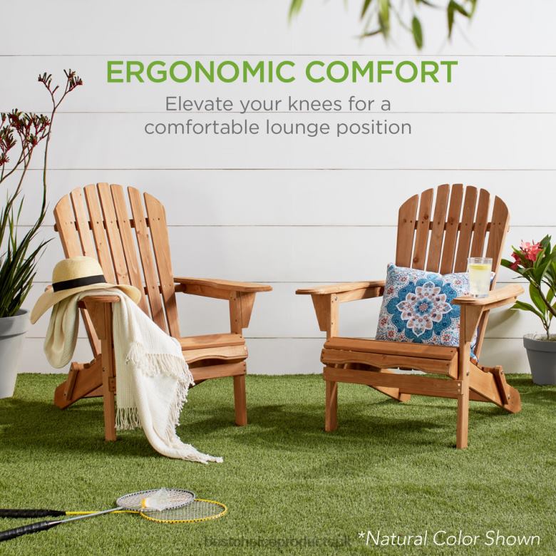 Outdoor Living | Best Choice ProductsFolding Wooden Adirondack Chair, Accent Furniture w/ Natural Woodgrain N62R744 Gray