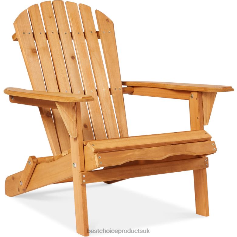 Outdoor Living | Best Choice ProductsFolding Wooden Adirondack Chair, Accent Furniture w/ Natural Woodgrain N62R745 Natural
