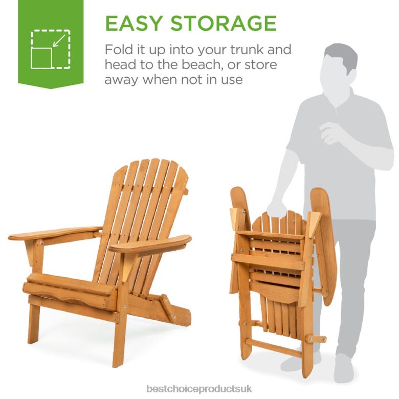Outdoor Living | Best Choice ProductsFolding Wooden Adirondack Chair, Accent Furniture w/ Natural Woodgrain N62R745 Natural