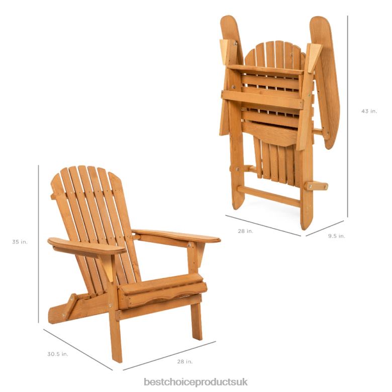 Outdoor Living | Best Choice ProductsFolding Wooden Adirondack Chair, Accent Furniture w/ Natural Woodgrain N62R745 Natural