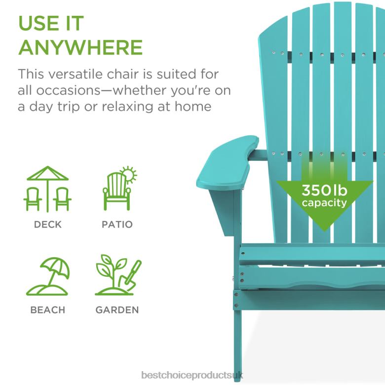 Outdoor Living | Best Choice ProductsFolding Wooden Adirondack Chair, Accent Furniture w/ Natural Woodgrain N62R746 Turquoise