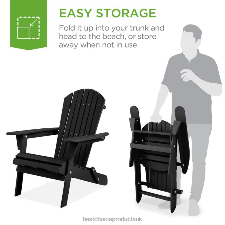 Outdoor Living | Best Choice ProductsFolding Wooden Adirondack Chair, Accent Furniture w/ Natural Woodgrain N62R748 Black