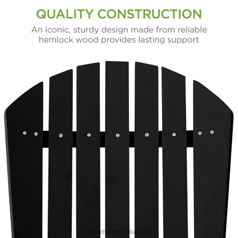 Outdoor Living | Best Choice ProductsFolding Wooden Adirondack Chair, Accent Furniture w/ Natural Woodgrain N62R748 Black