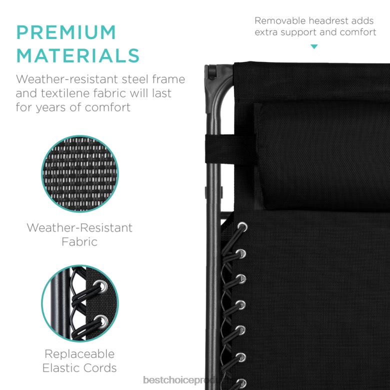 Outdoor Living | Best Choice ProductsFolding Zero Gravity Recliner Patio Lounge Chair w/ Canopy, Side Tray N62R772 Black