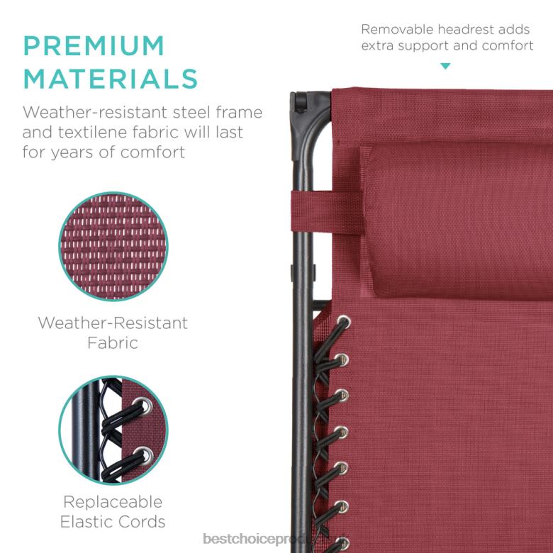 Outdoor Living | Best Choice ProductsFolding Zero Gravity Recliner Patio Lounge Chair w/ Canopy, Side Tray N62R774 Burgundy