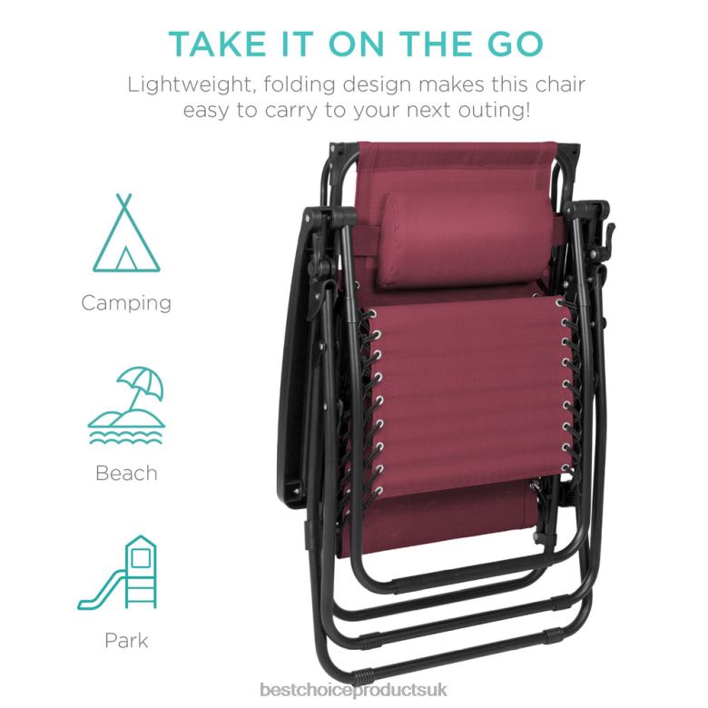 Outdoor Living | Best Choice ProductsFolding Zero Gravity Recliner Patio Lounge Chair w/ Canopy, Side Tray N62R774 Burgundy