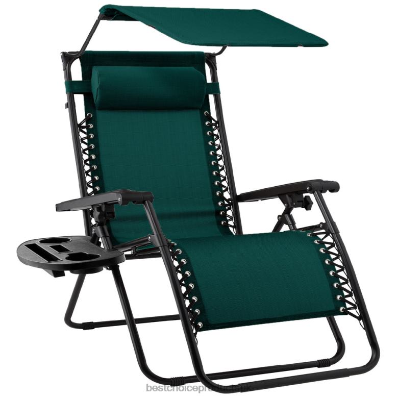 Outdoor Living | Best Choice ProductsFolding Zero Gravity Recliner Patio Lounge Chair w/ Canopy, Side Tray N62R776 Forest Green