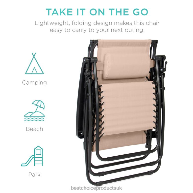 Outdoor Living | Best Choice ProductsFolding Zero Gravity Recliner Patio Lounge Chair w/ Canopy, Side Tray N62R777 Sand